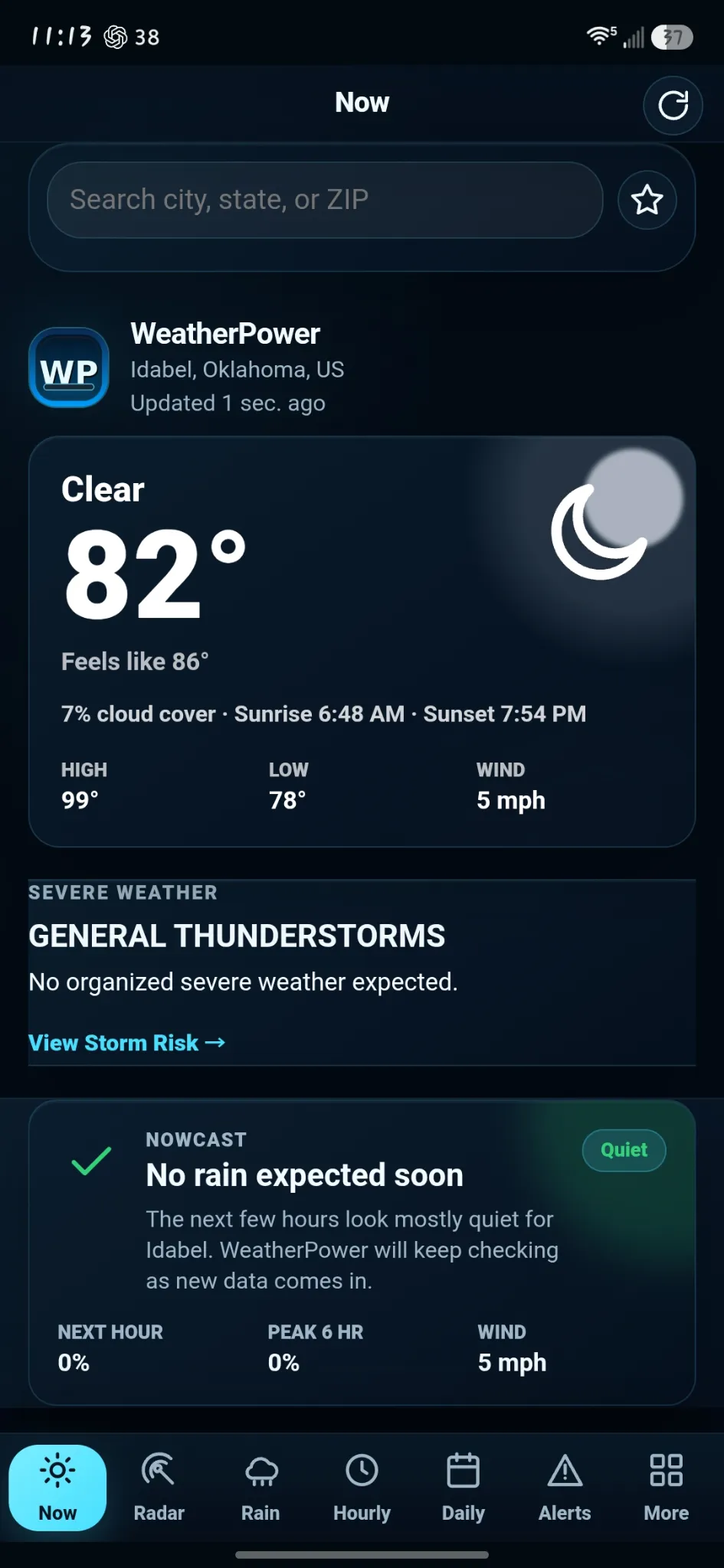 WeatherPower 1.8.0 Now screen