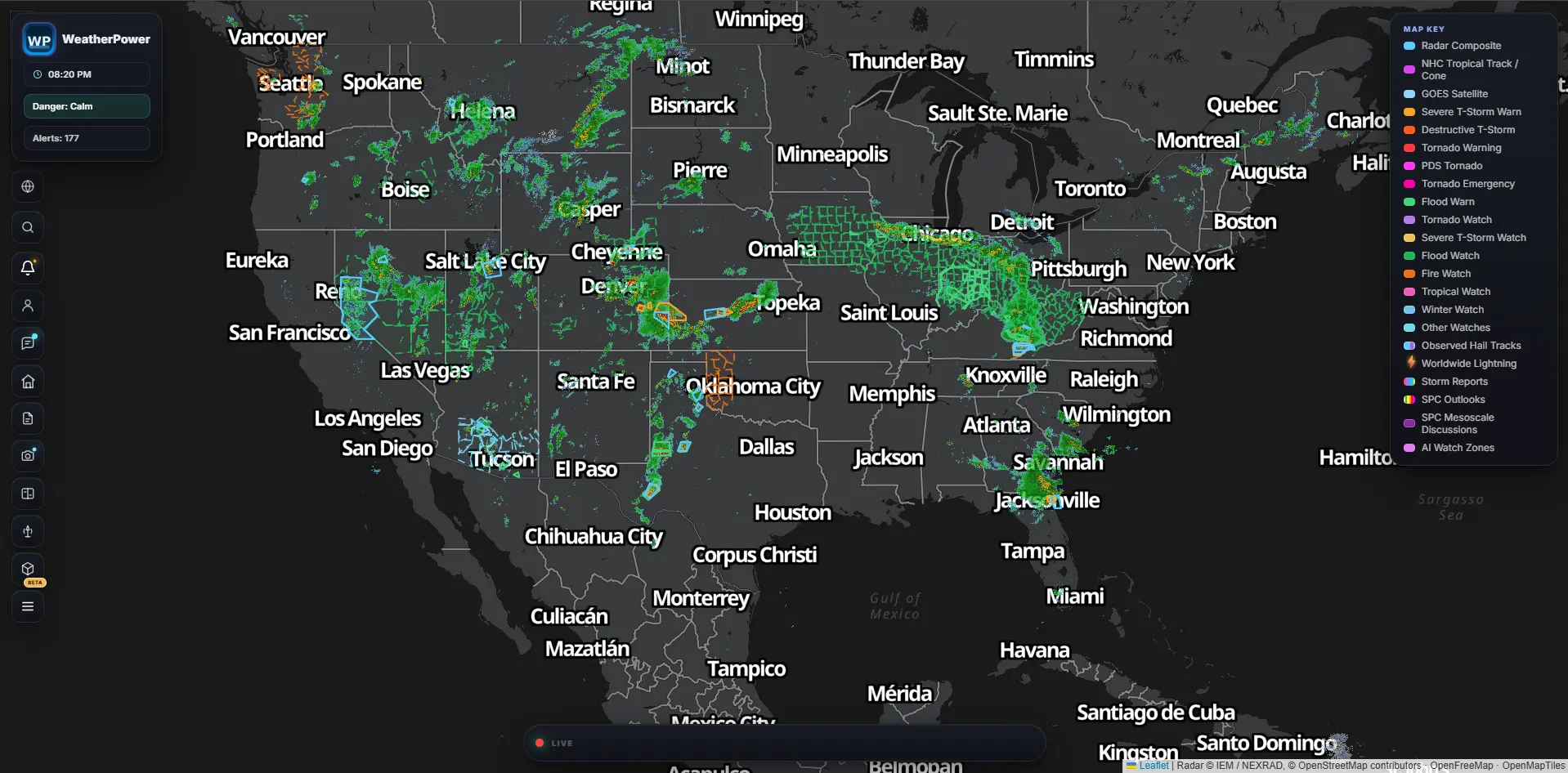 WeatherPower Radar 3.0 running in a browser on Mac